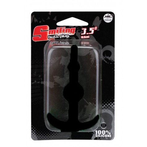 Чёрная анальная втулка SMILING SILICONE BUTT PLUG BLACK - 8,9 см.