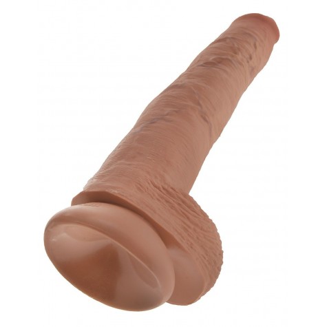 Кофейный фаллоимитатор-гигант 14" Cock with Balls - 37,5 см.