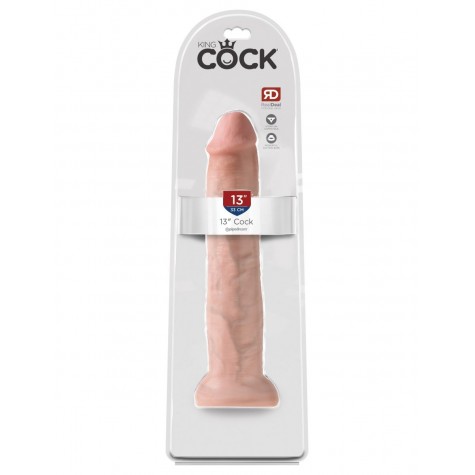 Телесный фаллоимитатор-гигант на присоске 13" Cock - 33 см.