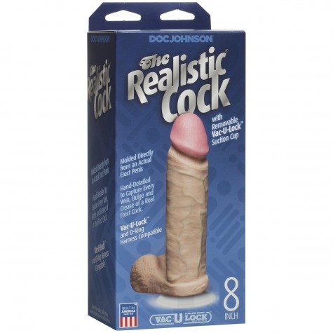 Телесный фаллоимитатор The Realistic Cock 8” with Removable Vac-U-Lock Suction Cup - 22,3 см.