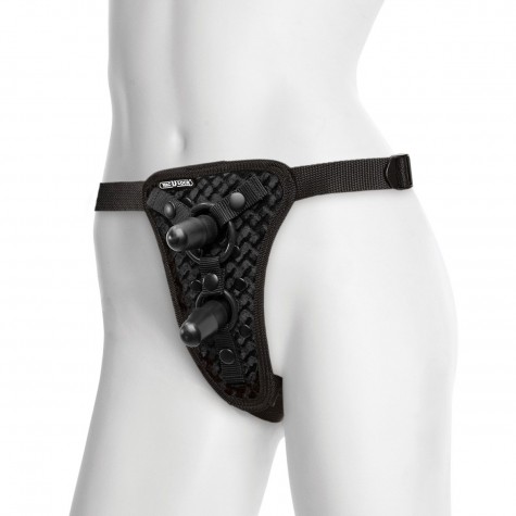 Трусики с двумя плагами Double Penetration Velvet Harness with 2 plug