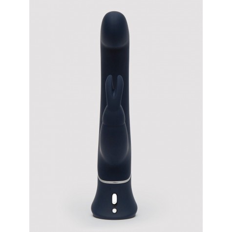 Темно-синий вибратор-кролик Greedy Girl Real-Feel Rabbit Vibrator - 25,4 см.